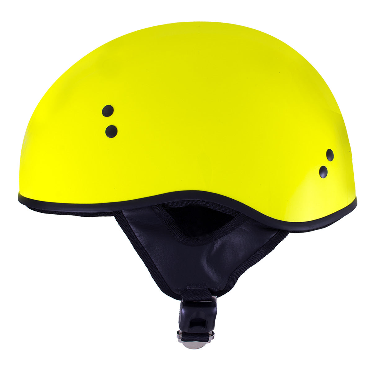 Milwaukee Helmets T68 'The O.G.' Hi-Vis Neon Yellow Motorcycle DOT Approved  Skull Cap Half Helmet for Men and Women Biker