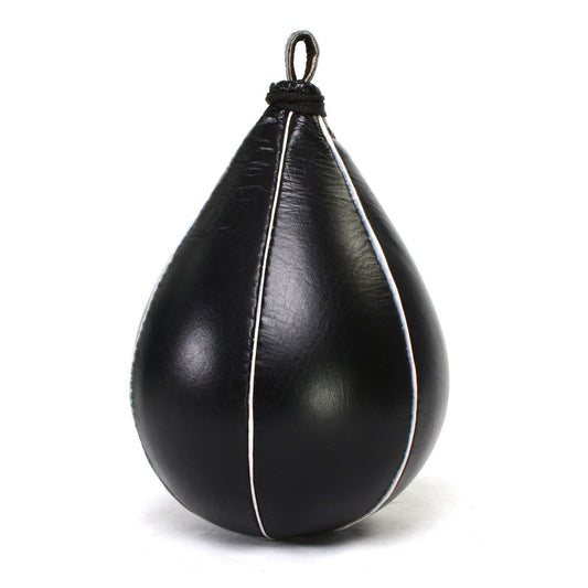 X Fitness XF8003 Speed Ball Boxing Cow Hide Leather MMA Speed Bag Muay Thai Training Speed Bag Punching Dodge Striking Bag Kit with Hanging Swivel for Workout-BLACK