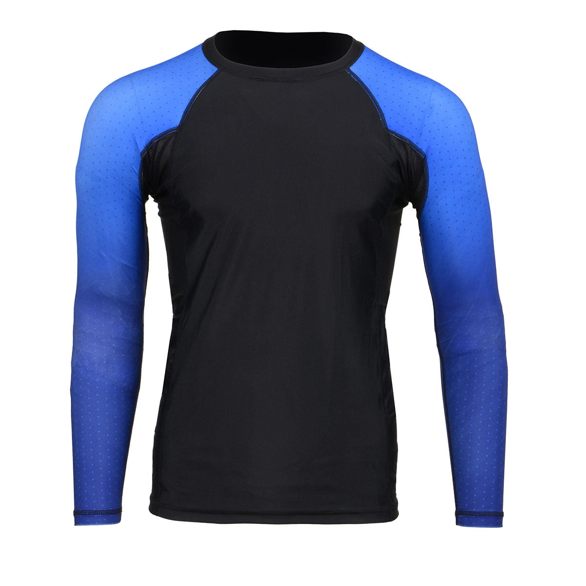 X-Fitness XFM7000 Men's Black and Blue Long Sleeve Compression Rash Guard Athletic Shirt- MMA, BJJ, Wrestling, Cross Training