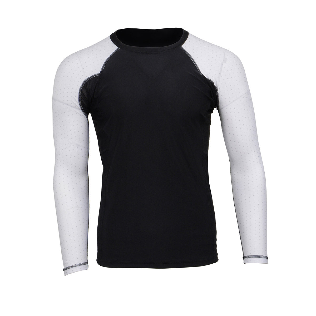 X-Fitness XFM7000 Men's Black and White Long Sleeve Compression Rash Guard Athletic Shirt- MMA, BJJ, Wrestling, Cross Training