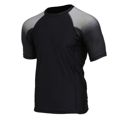 X-Fitness XFM7001 Men's Black and Grey Short Sleeve Compression Rash Guard Athletic Shirt- MMA, BJJ, Wrestling, Cross Training