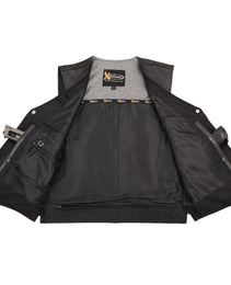 Xelement XS1927 Men's 'Road King' Black Motorcycle Leather Biker Vest