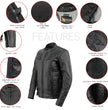 Xelement XS2030 Women's 'Gemma' Solid Black Leather Embroidered Jacket with X-Armor Protection