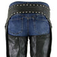 Milwaukee Leather LKL6705 Women's Classic Black Leather Motorcycle Biker Rider Chaps w/ Rivet Detail