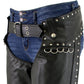 Milwaukee Leather LKL6705 Women's Classic Black Leather Motorcycle Biker Rider Chaps w/ Rivet Detail