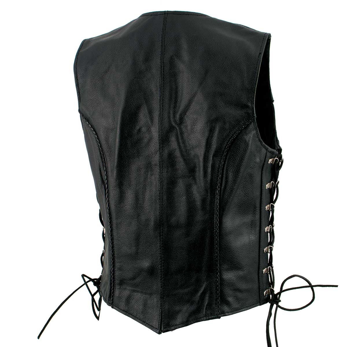 Ladies XS761 Classic Braided Leather Vest with Side Laces