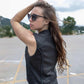 Ladies XS776 Black Braided Motorcycle Vest with Zipper Closure