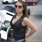 Ladies XS776 Black Braided Motorcycle Vest with Zipper Closure