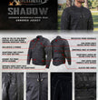 Xelement XS8160 Men's 'Shadow' All Season Black Tri-Tex and Mesh Motorcycle Rider Jacket with X-Armor Protection