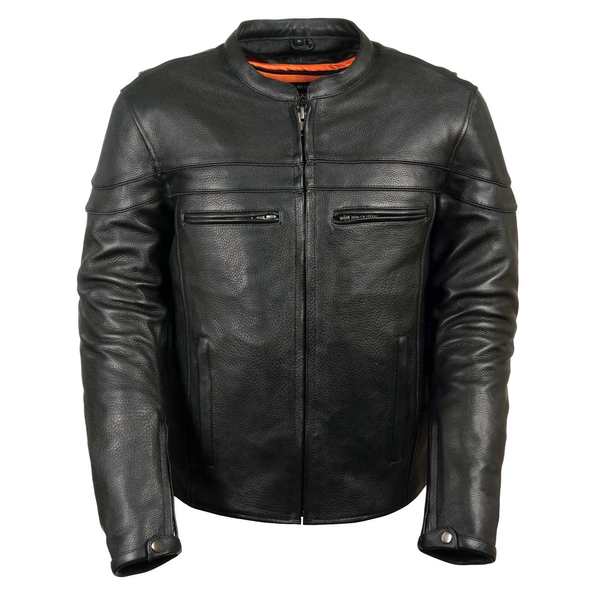 Z1R1408 Men’s ‘45’ Black Sport Vented Black Leather Moto Jacket