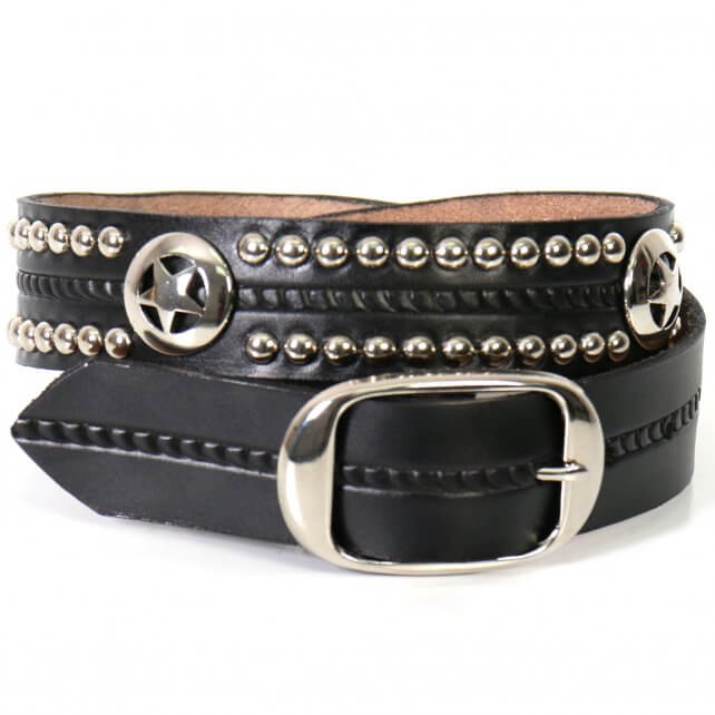 Hot Leathers BLE1010 Western Star and Studs Black Leather Belt ...