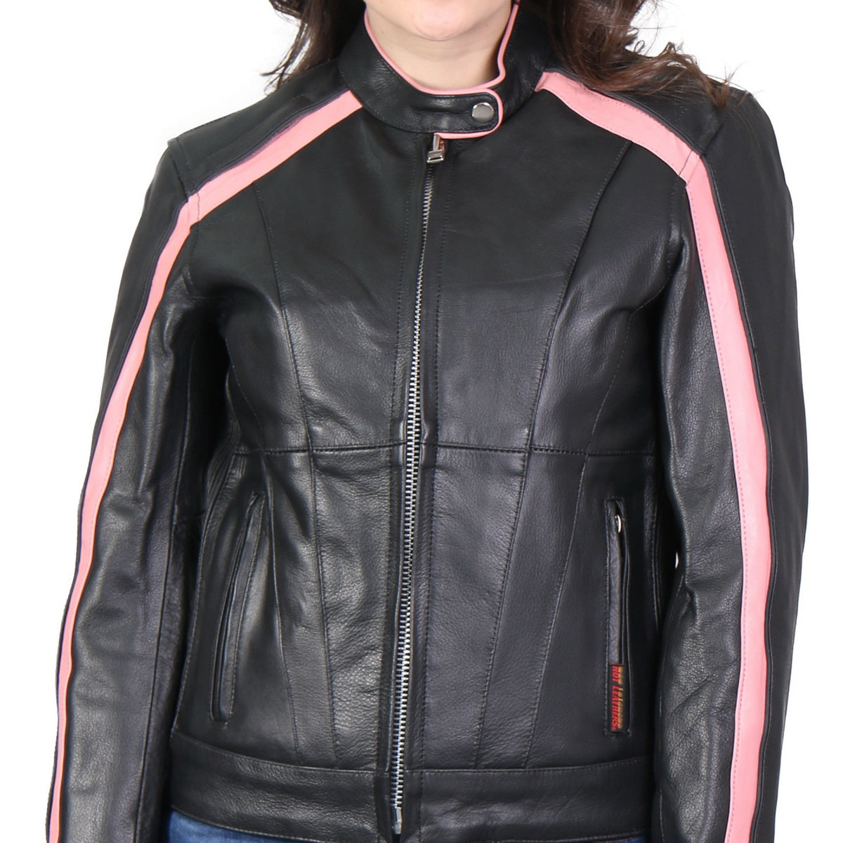 Bright Pink Leather Jacket with Sportsman Stripe