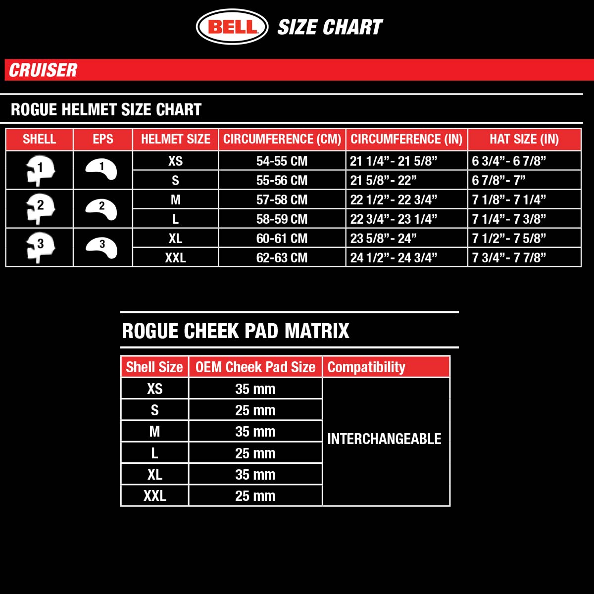 Bell rogue best sale helmet sizing