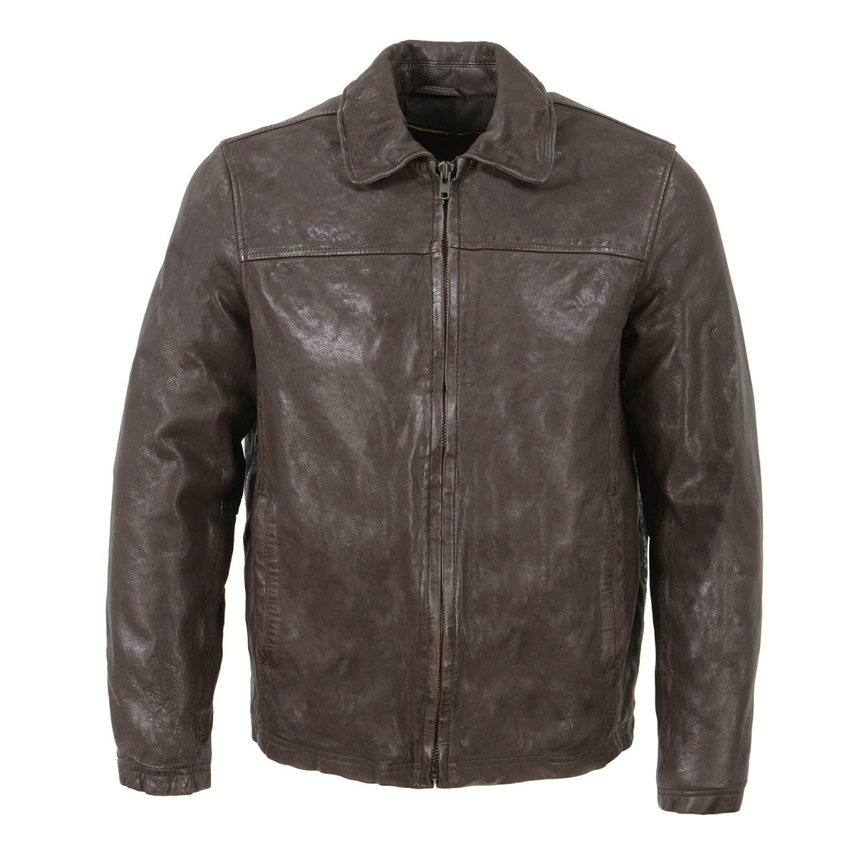 Milwaukee Leather Vintage SFM1804 Men's Classic Brown Zipper Front ...