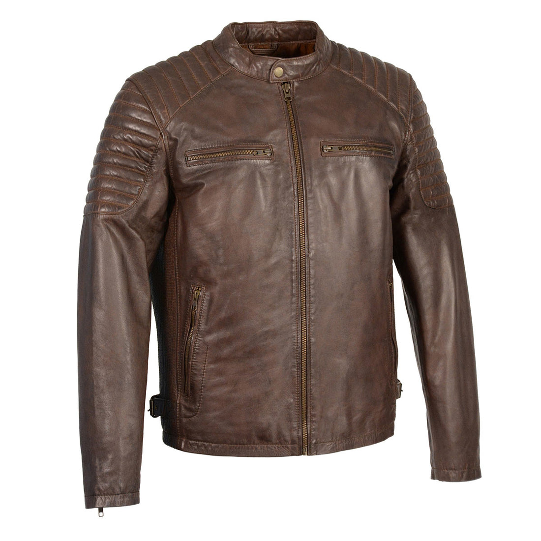 Milwaukee Leather SFM1840 Men's 'Quilted' Brown Leather Fashion Jacket ...