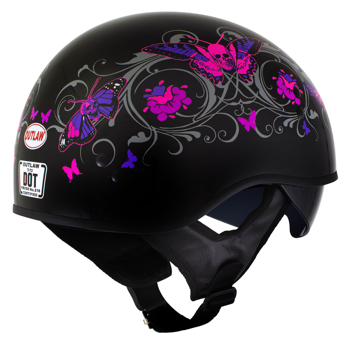 DOT Womens Motorcycle Half Helmet with Flowers